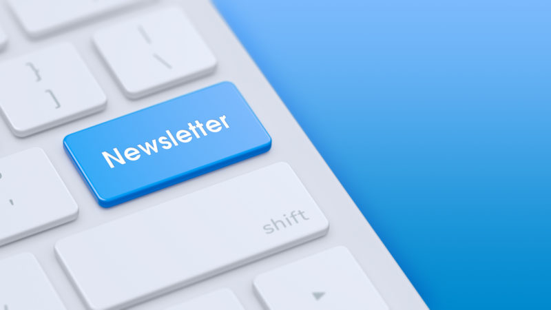 Keyboard with blue Newsletter key