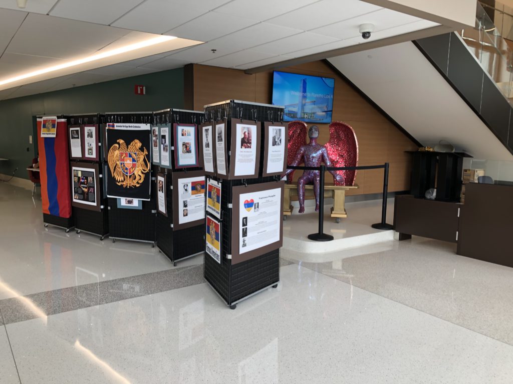Armenian History Month poster displays at the OPB hallway