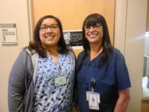Our LA Health Services “actors”, Ms. Patricia M. Marquez, Patient Resources Worker, and MLK Dermatologist Dr. Carla Herriford
