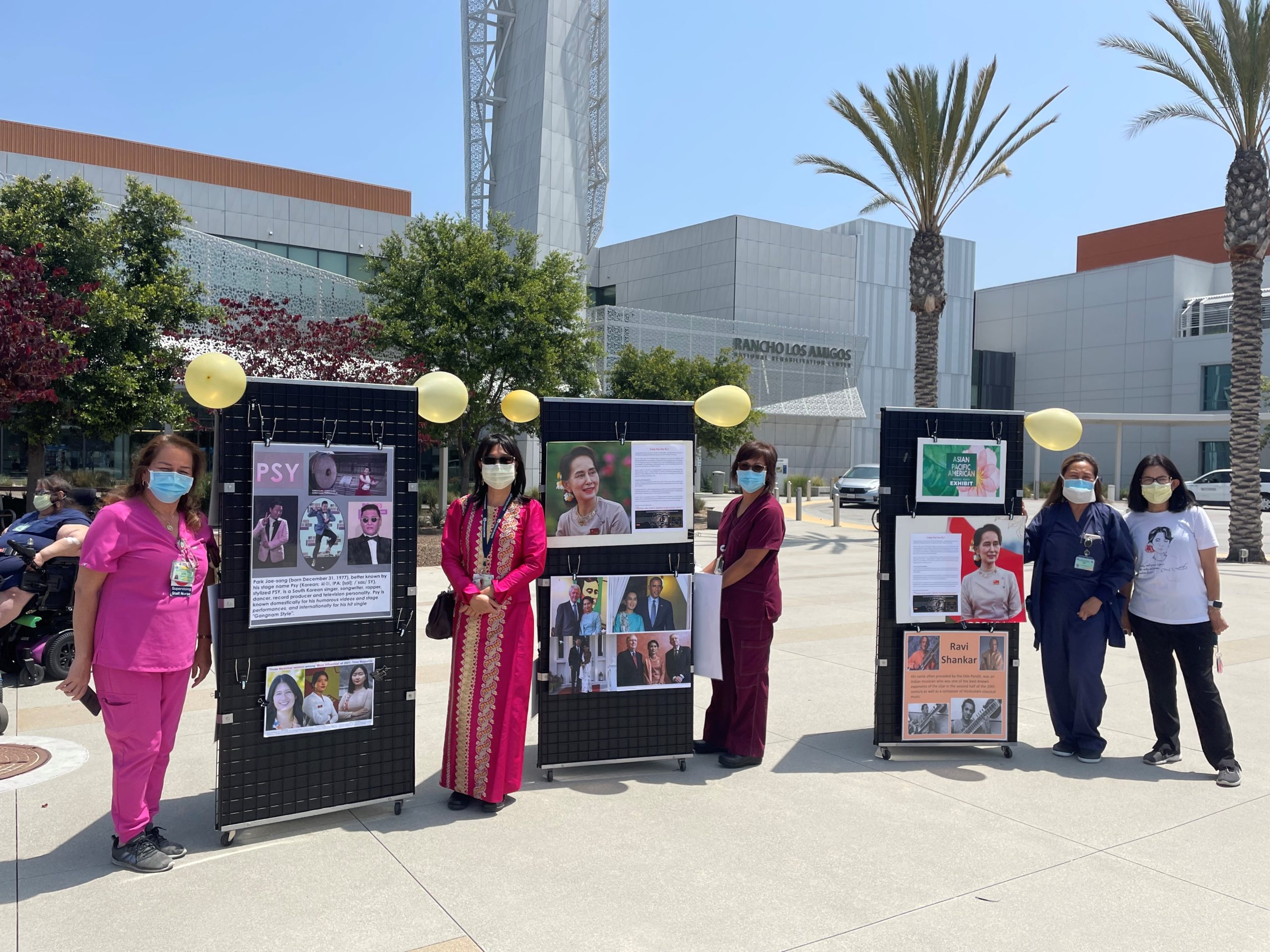 Staff at Rancho Los Amigos enjoy the displays in honor of AAPI month