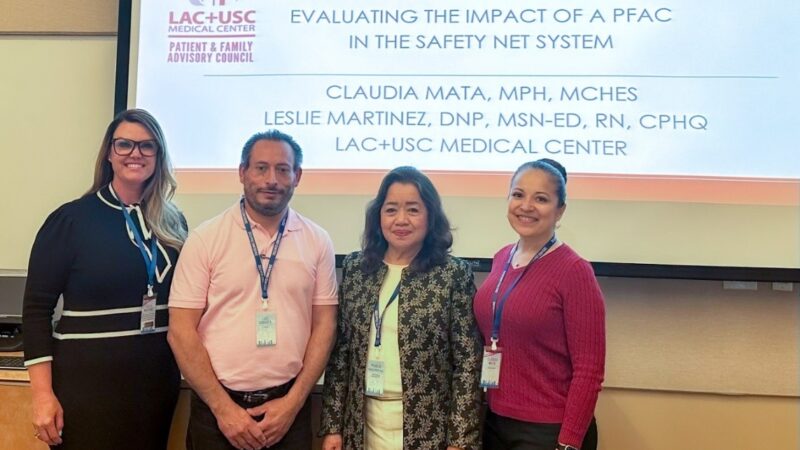 LA General Medical Center PFAC at Conference Breakout Session: Leslie Martinez, Luis Argueta, Dr. Pearl Portugal, and Claudia Mata