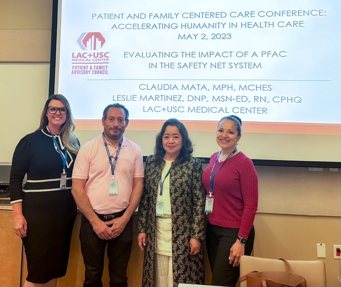 LA General Medical Center PFAC at Conference Breakout Session: Leslie Martinez, Luis Argueta, Dr. Pearl Portugal, and Claudia Mata
