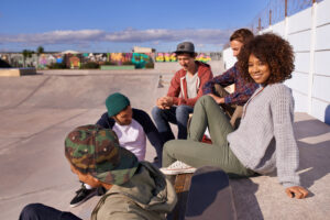 Socializing at the skatepark